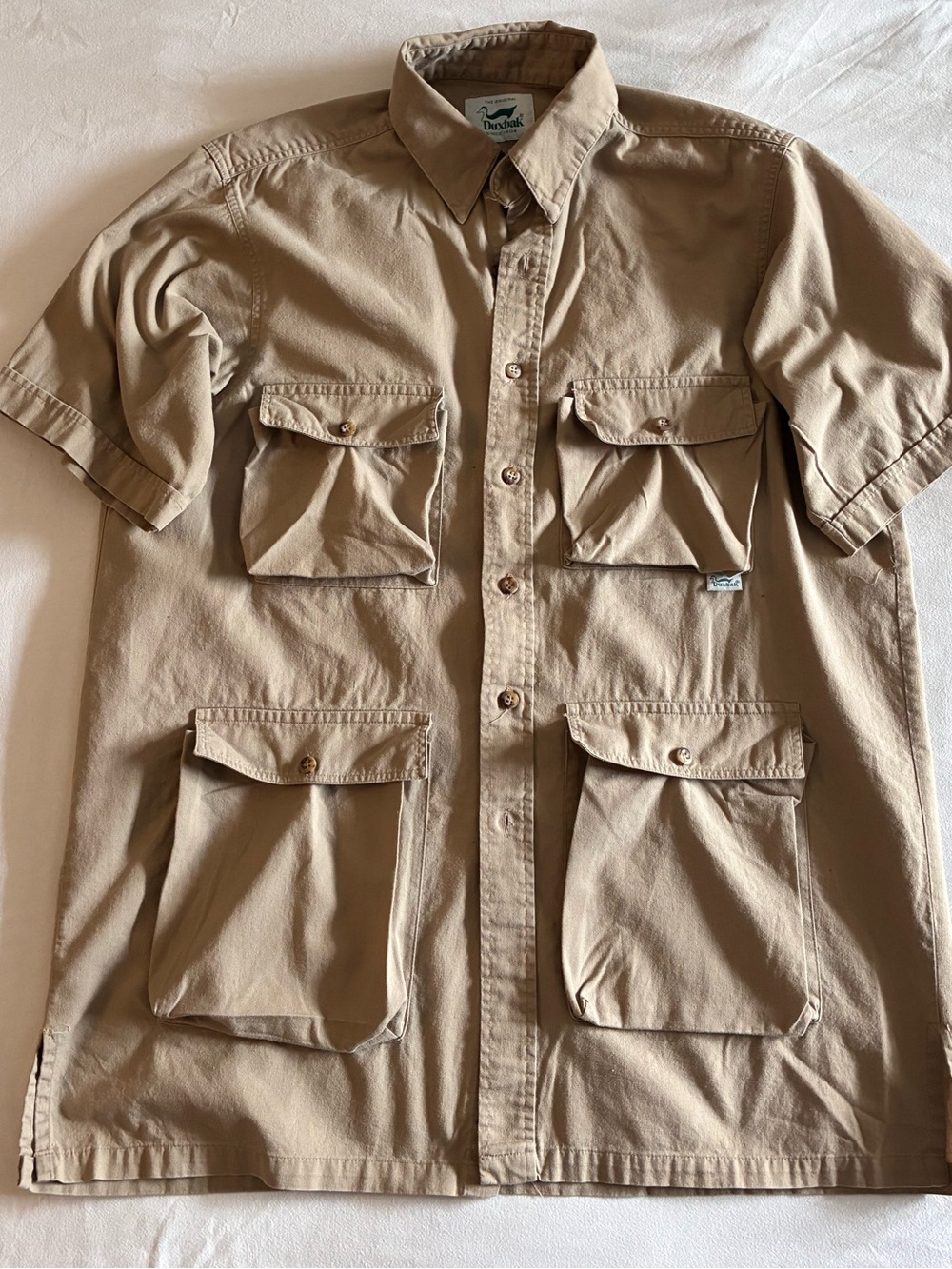DUXBAK Men’s Short-Sleeve Cargo Button-Down Shirt khaki